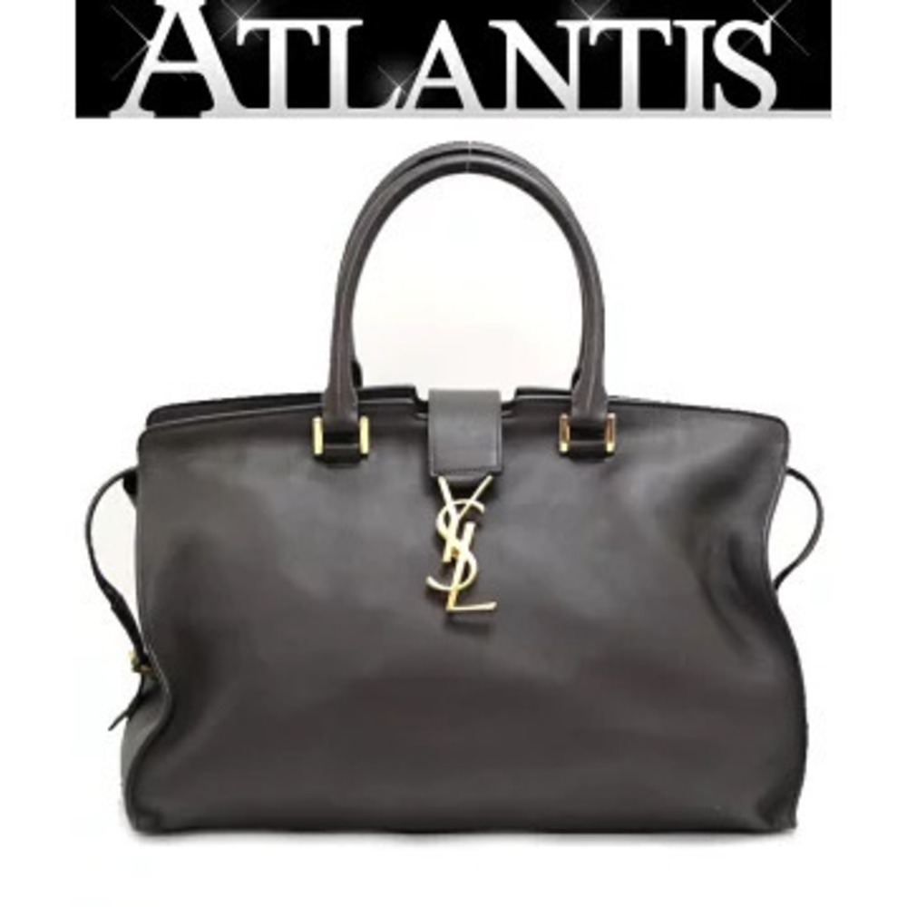 Saint Laurent Paris Cabas Handbag Leather Brown
